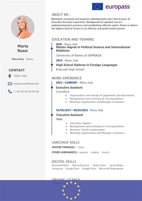 Europass Cv Template English Word Images And Photos Finder