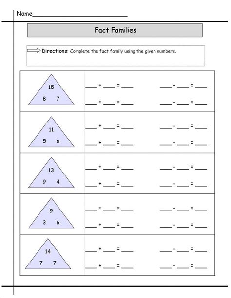 blank fact family worksheets activity shelter