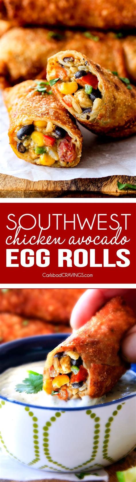 Crispy Southwest Egg Rolls Loaded With Mexican Spiced Chicken Beans