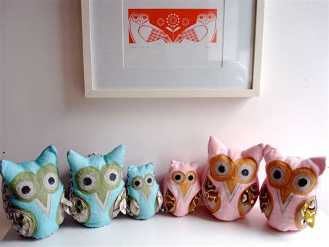 Small Linen Owl Blue Etsy Crafts Owl Linen