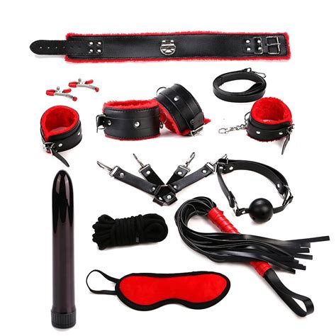 Vibrator Bullet With Bondage 10 Pcsset Sexy Toys Handcuff Gag Whip