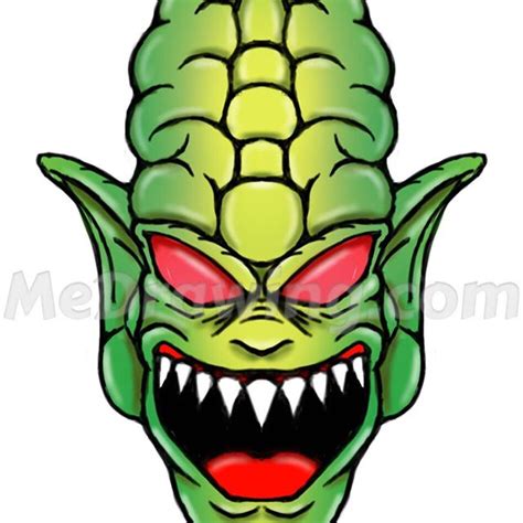 Green Cartoon Alien Head Drawing