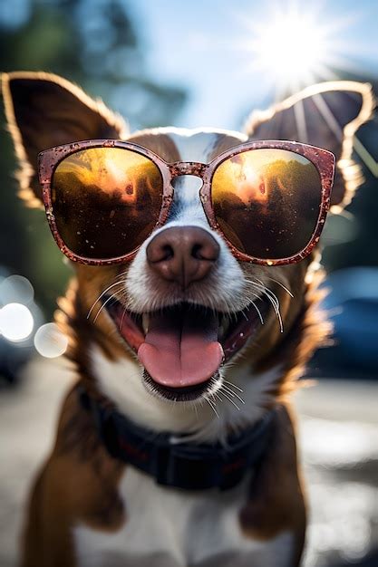 Premium Ai Image Funny Dog Wearing Sunglasses