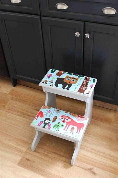 Right there on the shelf was exactly the footstool i pictured in my mind. Decoupage a Foot Stool - Fresh Crush | Painting furniture diy, Diy stool, Footstool