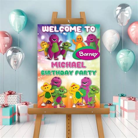 Barney Welcome Sign Barney Welcome Poster Barney Birthday Etsy