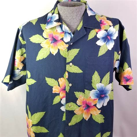Nautica Hawaiian Shirt Aloha Friday Tropical Floral Mens Size Xl Blue