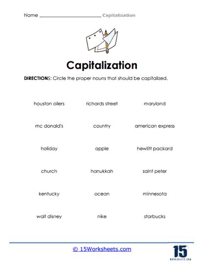 Capitalization Worksheets 15