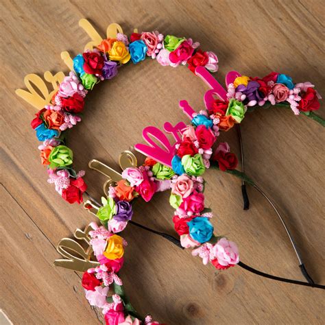 Bride Hen Party Colourful Floral Crown By Funky Laser