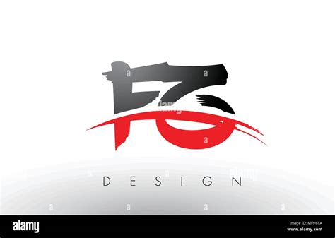 fz f z brush logo letters design with red and black colors and brush letter concept stock vector