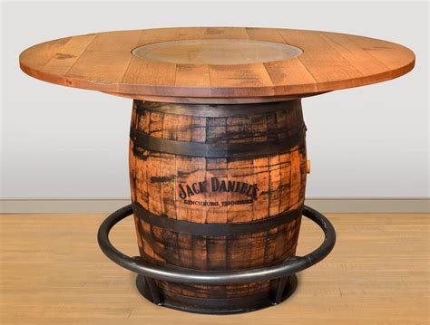 ruff sawn jack daniels whiskey barrel pub table