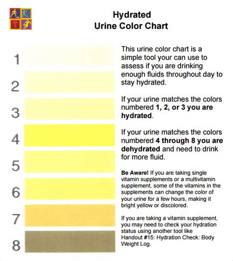 Printable Urine Hydration Chart Printable World Holiday