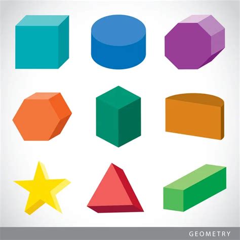 Colorful Set Of Geometric Shapes Platonic Solids Vector Illustration