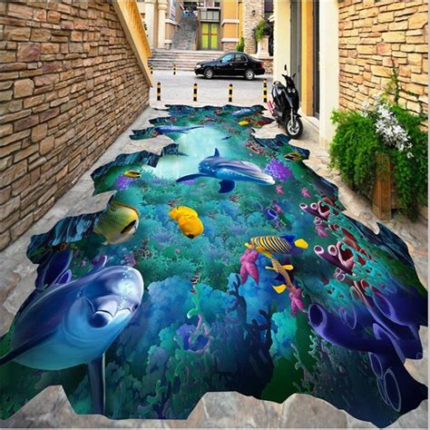 3d Dolphins And Fishes Swimming In Sea Waterproof Sturdy And Eco