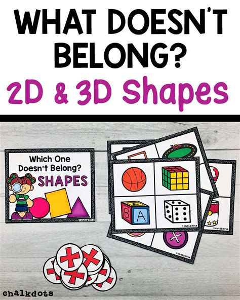 Which One Does Not Belong 2d And 3d Shape Cards 2d And 3d Shapes