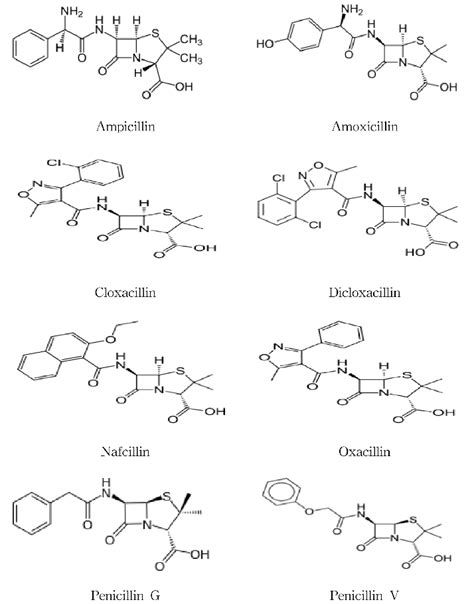 Molecular Structures Of Penicillins Download Scientific Diagram