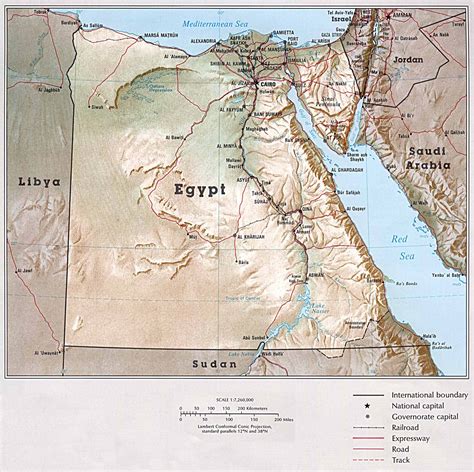 Large Detailed Relief Map Of Egypt With All Cities And Roads Egypt