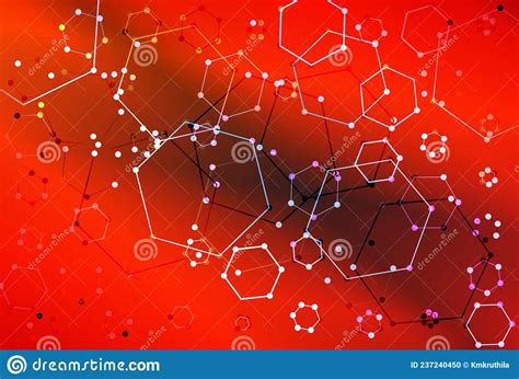 Hexagon Connected Dots Red Background Beautiful Elegant Illustration