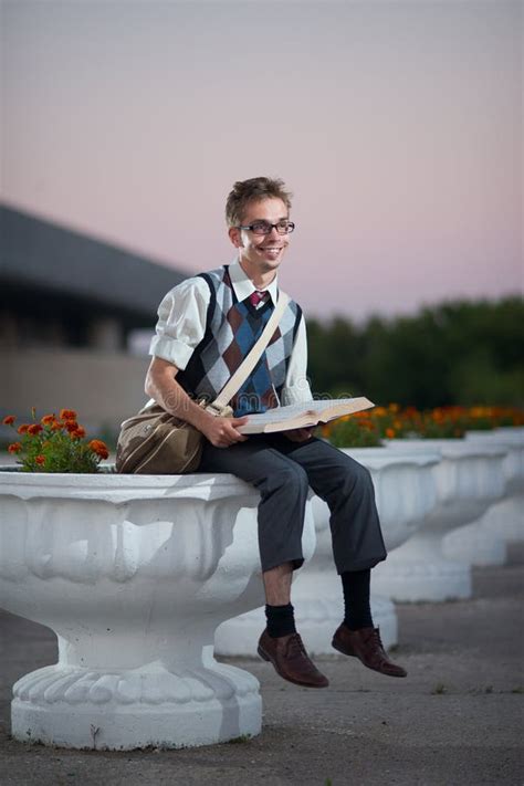 Comic Nerd With Glasses And A Book Stock Image Image Of Happy