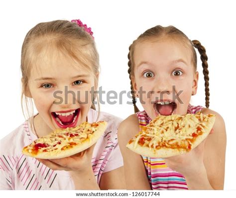 Young Girls Eating Pizza Stock Photo 126017744 Shutterstock