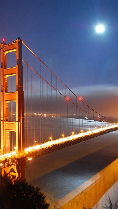 Golden Gate Bridge Moonlight Iphone Wallpapers Free Download