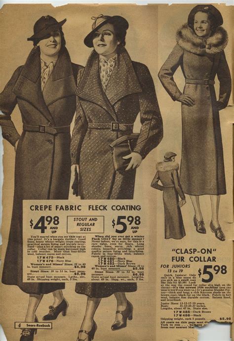 sears catalogue 1935 women s coats coats for women sears catalog coat women fashion