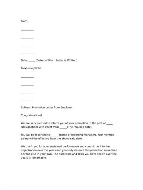 30 Promotion Letters Free Word Pdf Excel Format Download Free