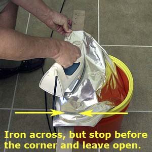 Cut your mylar bag to the size you want. How to Seal a Mylar Bag in a 5-gallon bucket