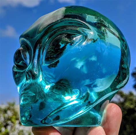 Aqua Blue Obsidian Alien Crystal Skull Large Gemmy Blue Human Etsy