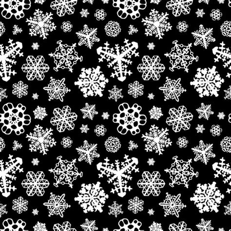 Different White Snowflakes On Black Patterns Creative Market