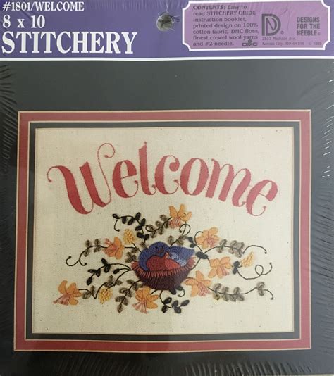 Crewel Stitchery Kit 1801 Vintage Etsy In 2021 Stitchery Welcome