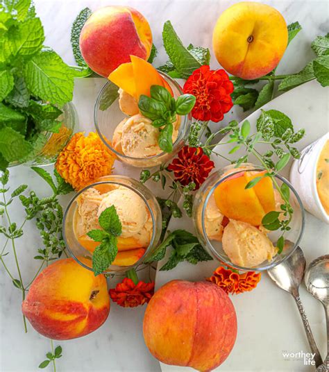Peach Sorbet With Mint