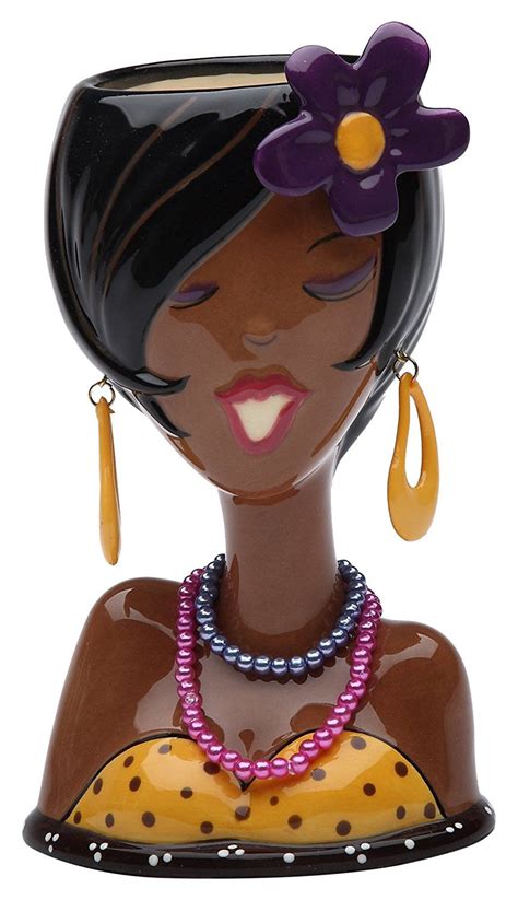 Glam Girl African American Diva Ceramic Makeup Holder 65 Inches