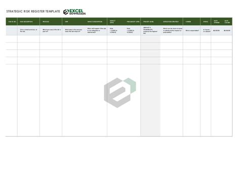 Download Free Strategic Risk Register Excel Template