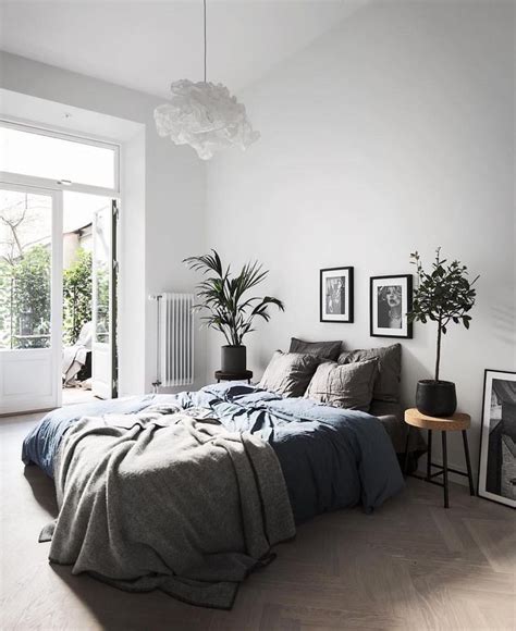 Modern bedroom inspiration grey and white room with dark wood. Sunday bedroom inspo. Don't mind if I do! Styling by @scandinavianhomes and… | Home bedroom ...