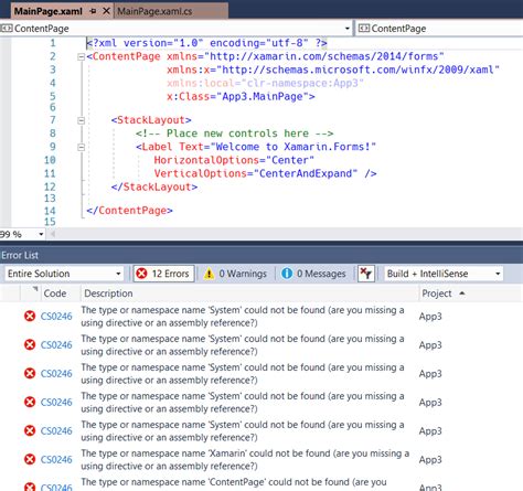 C The Type Or Namespace Name System And Xamarin Could Not Be