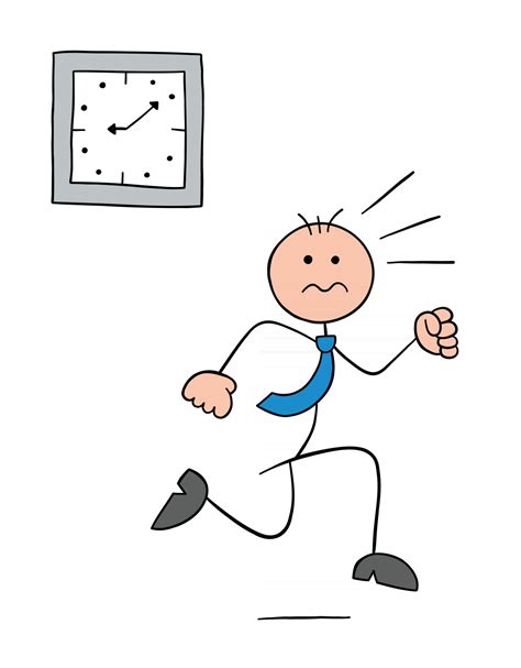 Stickman Businessman Character Running Late And Running Vector Cartoon