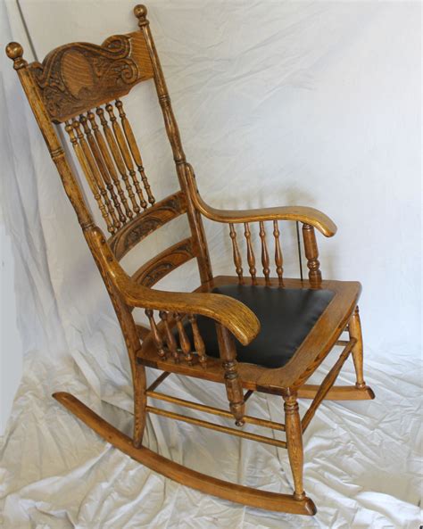 Bargain John S Antiques Antique Oak Carved Back Rocking Chair