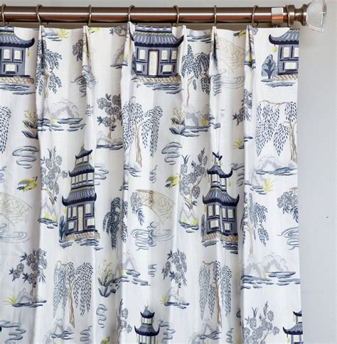Asian Chinoiserie Curtains By Jaclyn Smith Chinoiserie Etsy