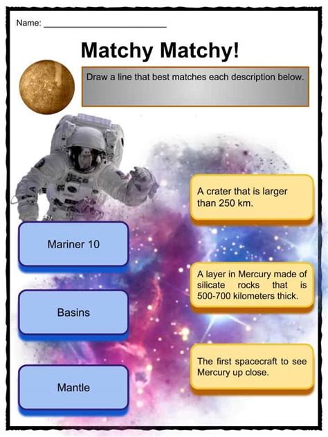Mercury Facts And Worksheets For Kids Discovery Features Position