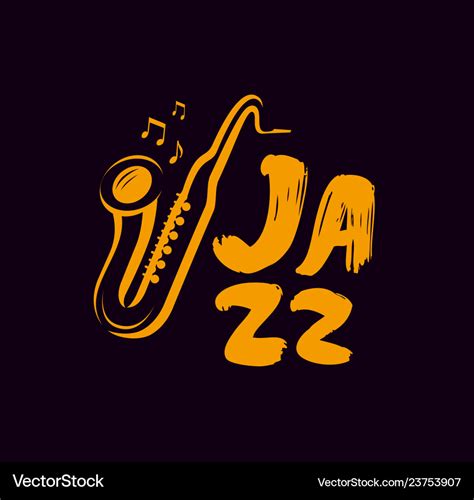 Jazz Logo Or Label Live Music Saxophone Blues Vector Image