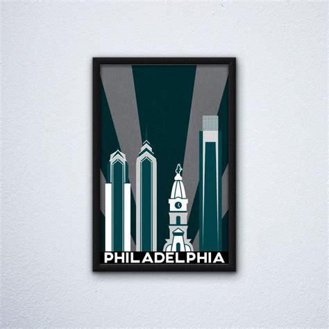 Philadelphia Skyline Poster Ft City Hall Liberty Place And Etsy