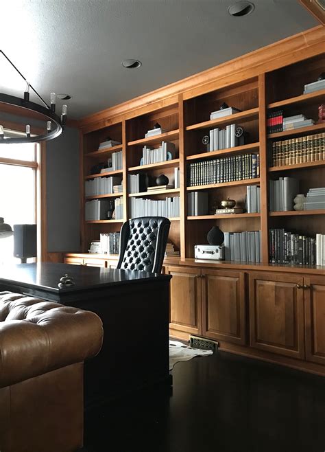 This post may contain affiliate links, which the trim is shiny, lacks nicks, divots, holes or blemishes and it's amazing it survived so well this long. Office with gray walls and wood trim | Grey walls, Living ...