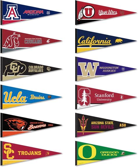 Pac 12 Conference College Pennant Set Sports Related