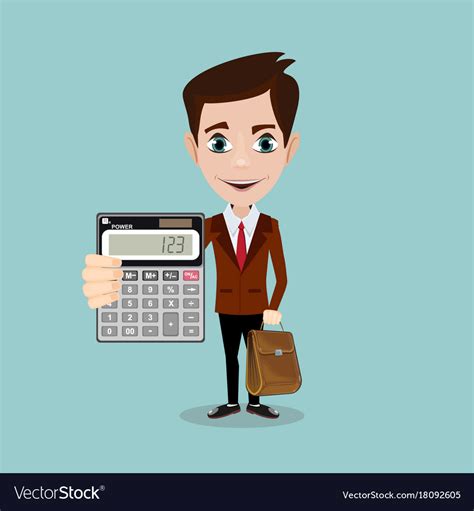 Cartoon Businessman Or Accountant Is Showing Vector Image