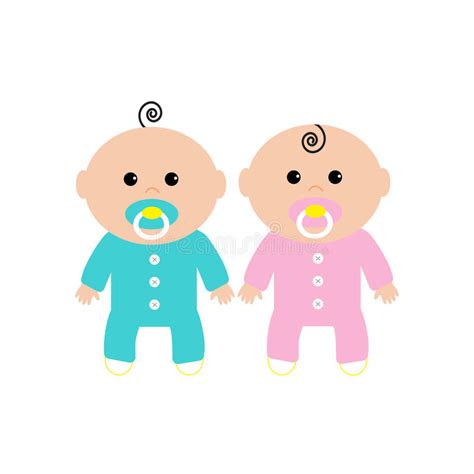 Twins Two Cute Twin Babies On White Background Baby Girl