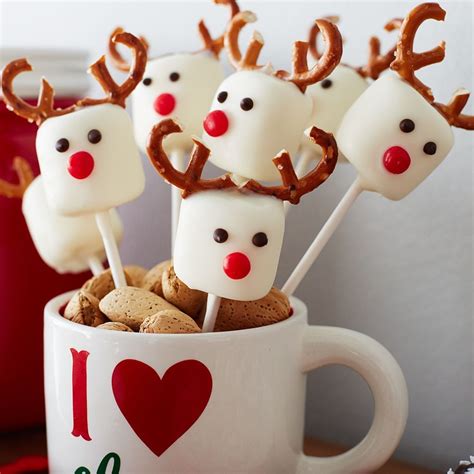 Miniature pine cone christmas tree. Reindeer Marshmallow Pops | Christmas snacks, Christmas ...