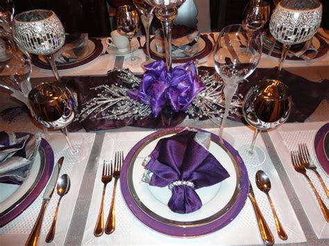 Purple Charger White Plate And Purple Napkin Place