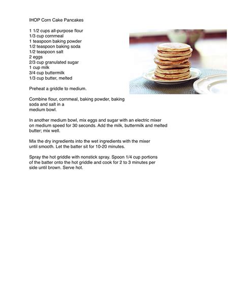 Ihop Corn Cake Pancakes Corn Cakes Recipe Resturant Recipes Corn Cakes