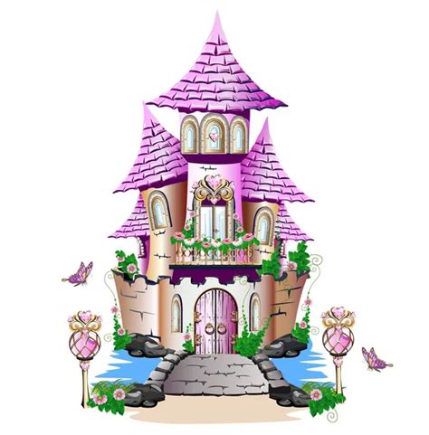 Fairy Tale Background Princess Castle Forest Castle Pink Flags Precious