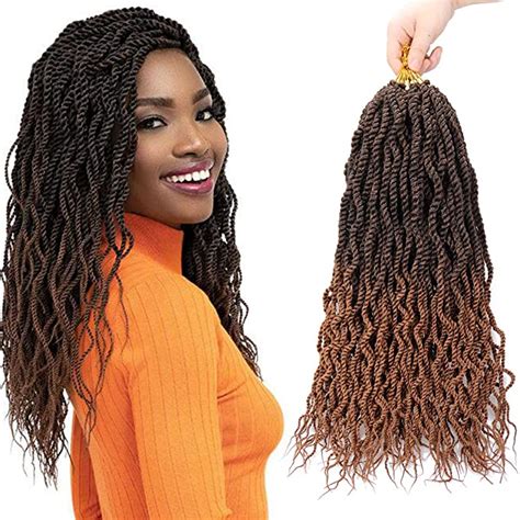 18 Inch Wavy Senegalese Twist Crochet Braids Hair 8 Packs Pre Looped